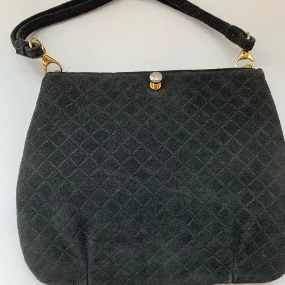 Ruth saltez Vintage tiger 1980s Chic Black and Gold Quilted Shoulder Bag